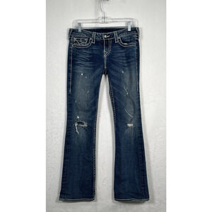 True Religion Women's Disco Becky Big 7 Bootcut Jeans Size 29 Distressed/Holes